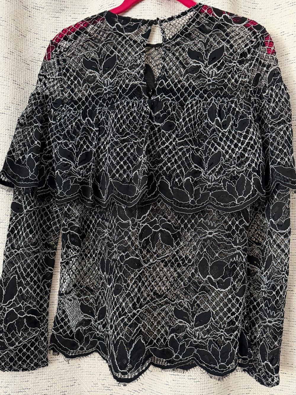Zara Women's Black Lace Overlay Long-Sleeve Top - Picture 9 of 11